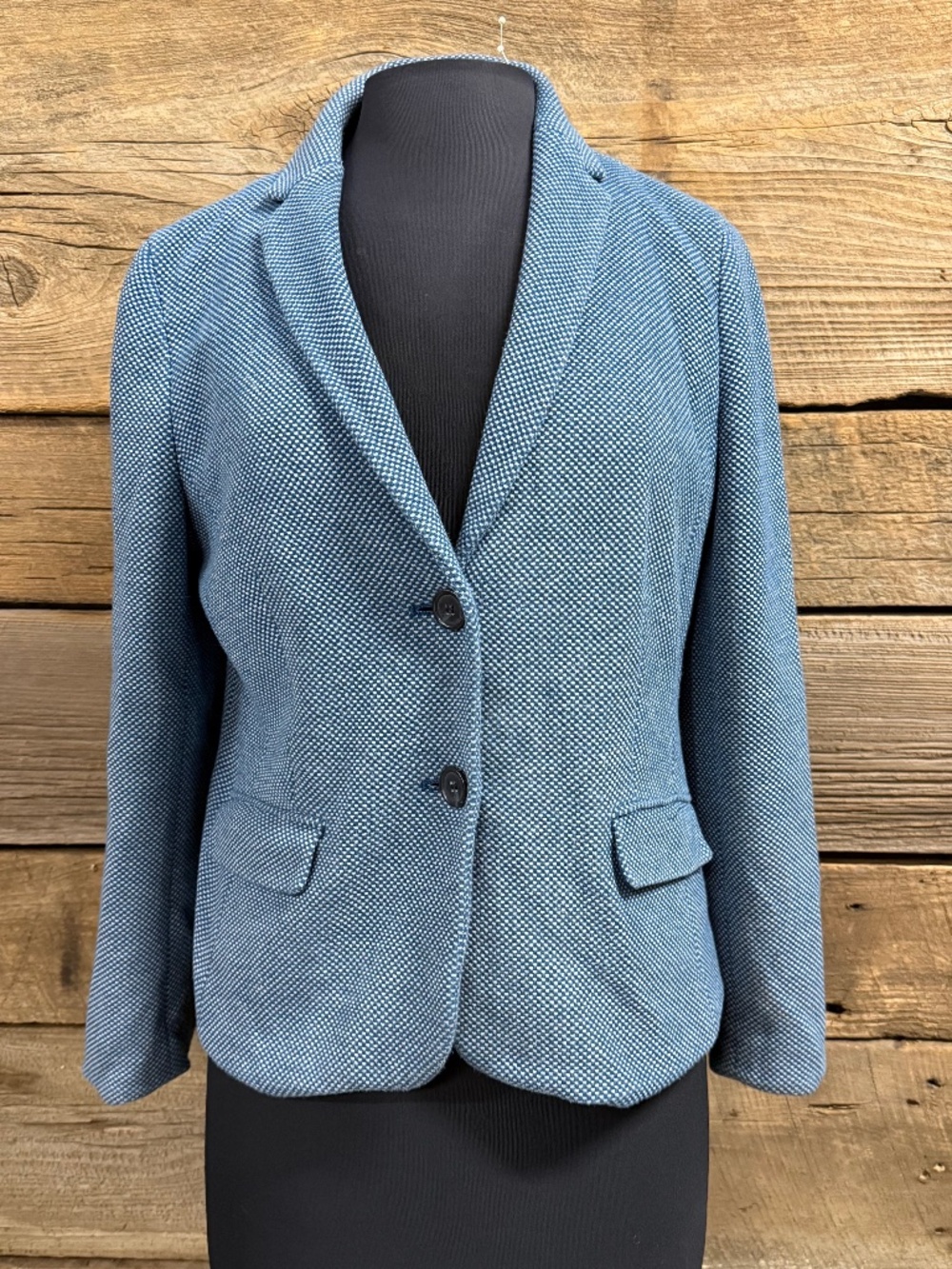 Talbots Textured Blazer, Blue/White, 12P